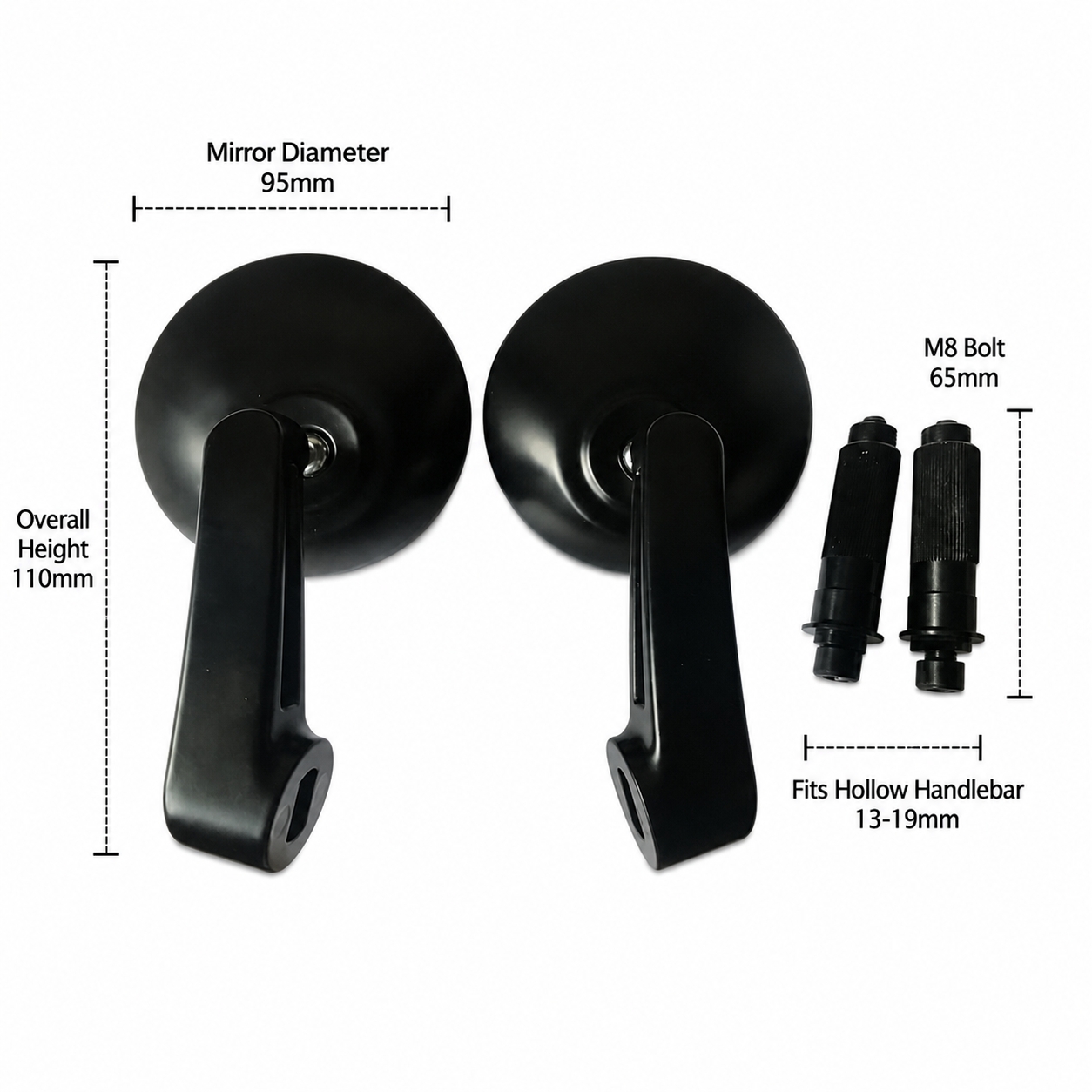 1 Pair Black Integrated Stem R - Mirror Handlebar Convex ulasan dan harga